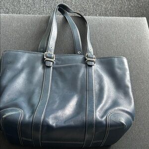 Coach Dark Blue Leather Tote Bag